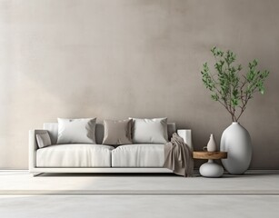 Grey modern living room with sofa