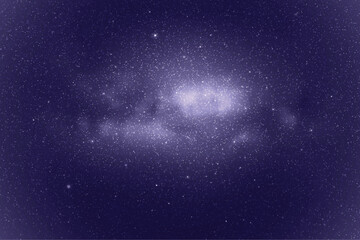 Night starry sky and Milky Way. Monochrome cold blue space background