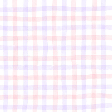 Pink Purple Gingham Check Hand Drawn Background Pattern Overlay