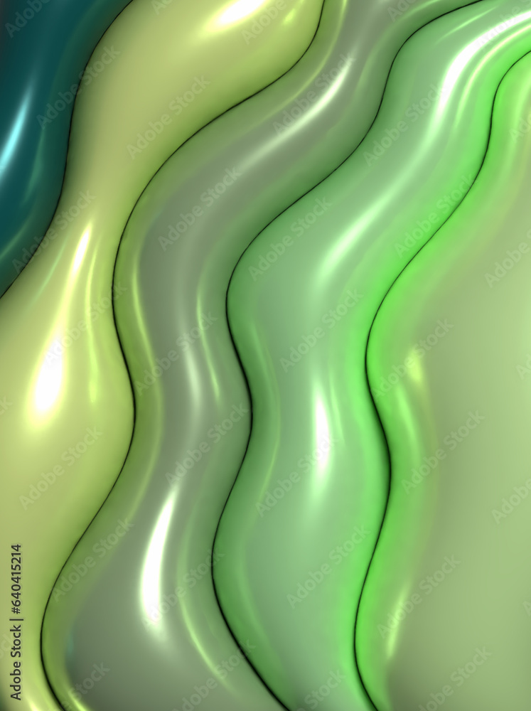 Poster soft inflate shiny lines, 3d rendering illustration