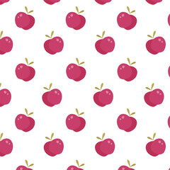 Seamless pattern with red apples. Cute autumn pattern in cartoon style.