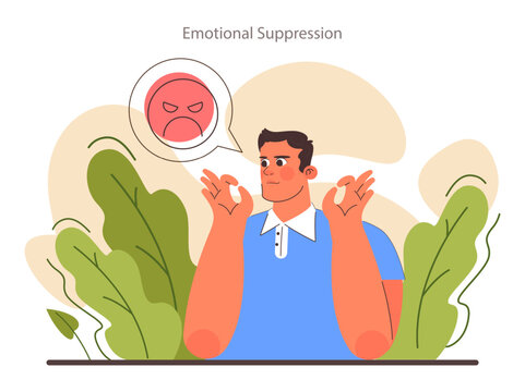 Emotional supression. Calm and controlled behaviour without strong