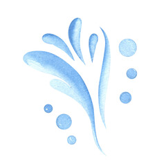 Blue swirl decorative border hand painted watercolor. Decorative element for frame, border, stationery greeting card, home decor, kitchen and more. Monochrome in indigo, blue, cobalt