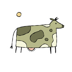 Isolated Cow on White Background