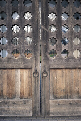 Wooden gates in Kolomenskoye Park in Moscow