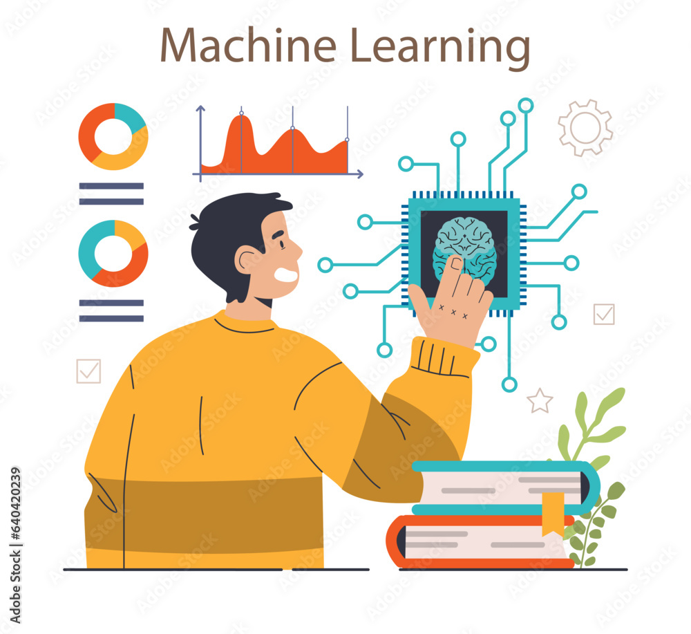 Poster deep machine learning. self-learning computing system. artificial intelligence