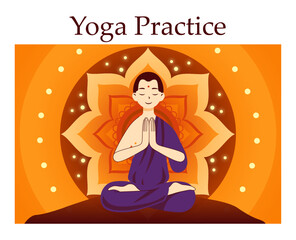 Guru, yoga practioner meditating. Asian man in traditional clothes