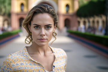 Fototapeta premium Discovering Seville's Charms: A Woman's Solo Journey Through Southern Spain, ai generative
