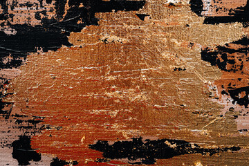 Abstract wall painting with black oil strokes and glow shine gol - obrazy, fototapety, plakaty