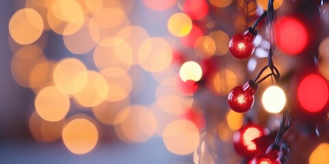 Fototapeta na wymiar Decoration garland. Festive lights defocused blurred shiny glitter background. Merry Christmas and Happy New Year. Festive bright beautiful background