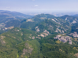 Aerial view of ancient sanctuary Belintash, Bulgaria