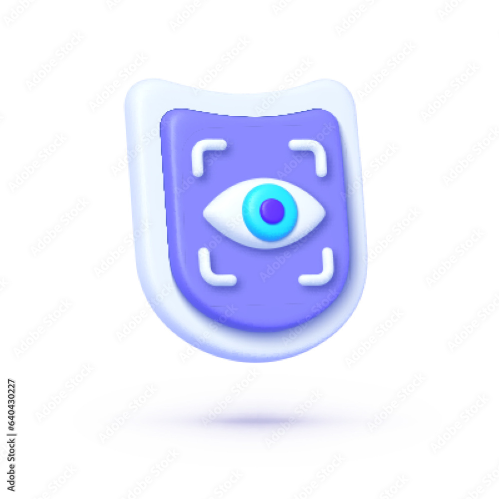 Poster eye scan 3d on white background. icon design. data technology. eye business concept. 3d vector illus