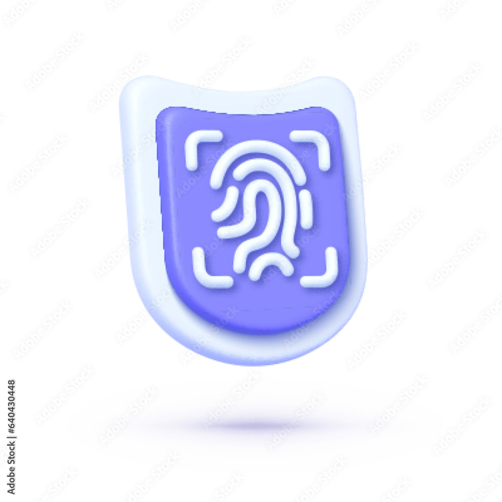 Aufkleber 3d finger scan for print design. personal data security. 3d vector illustration