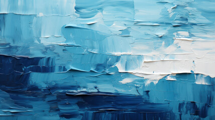 Texture of oil paint brush strokes, abstract blue pattern background