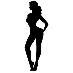 Silhouettes of beautiful girl