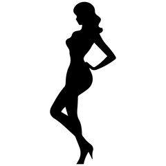 Silhouettes of beautiful girl