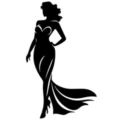 Silhouette of beautiful girl