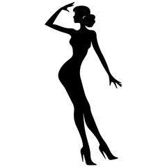 Silhouettes of beautiful girl