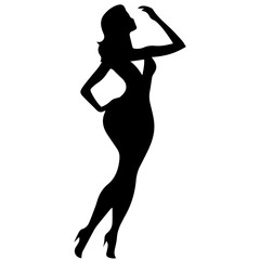 Silhouettes of beautiful girl