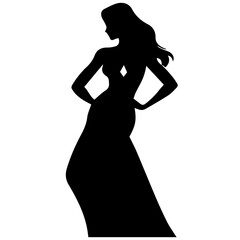 Silhouettes of beautiful girl