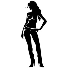 Silhouettes of a beautiful girl