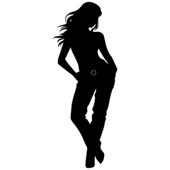 Silhouettes of beautiful girl