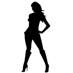 Silhouettes of a beautiful girl