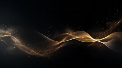 Photo of a golden wave of light on a black background