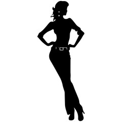 Silhouettes of a beautiful girl