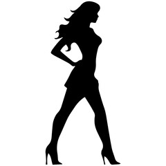 Silhouettes of a beautiful girl