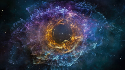 Southern Ring Nebula. Space collage from JWST. James webb telescope research of galaxies. Deep...