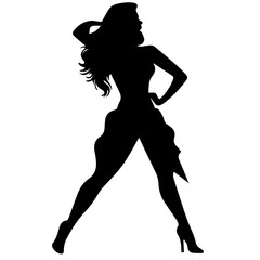 Silhouettes of a beautiful girl