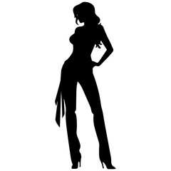 Silhouettes of beautiful girl
