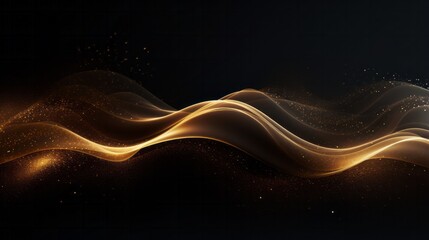 Photo of golden waves and sparkles on a dark background