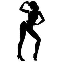 Silhouettes of a beautiful girl