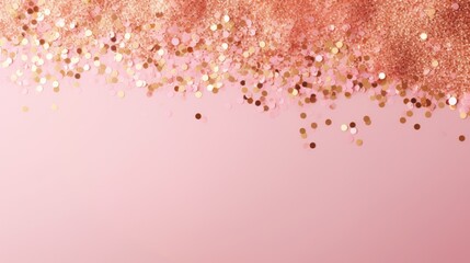 Fototapeta na wymiar Photo of a vibrant pink background with shimmering gold confetti