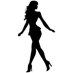 Silhouettes of a beautiful girl