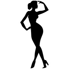 Silhouettes of a beautiful girl