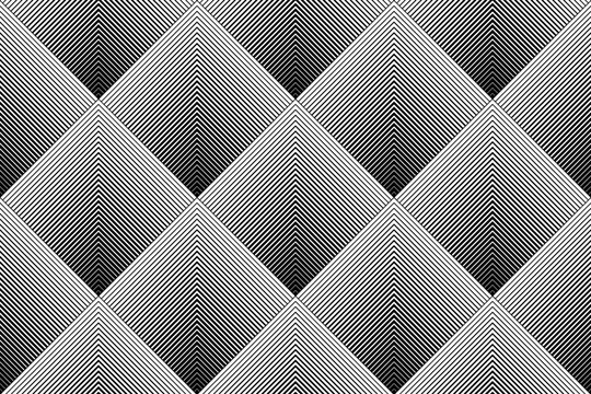 Abstract Seamless Geometric Halftone Black and White Pattern. Striped Texture. © troyka