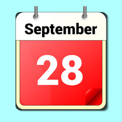day on the calendar, vector image format, September 28
