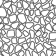 Vector seamless pattern of black hand-drawn stones or figures isolated on a white background