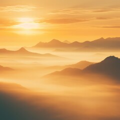 Natural fog and mountains sunlight background