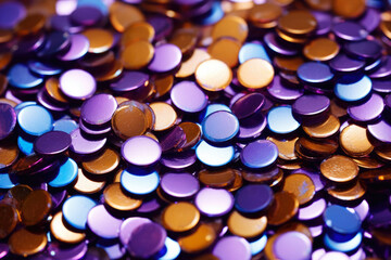 Glimmering Beauty: A Macro Close-Up Shot of Vibrant Sequins Sparkling in the Light