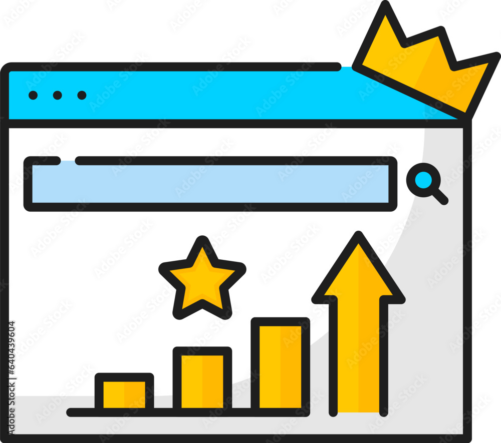 Leinwandbilder ranking, sem search engine marketing icon for website or web results, vector line pictogram. target 