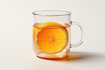 Glass with orange juice, white background. Generative AI