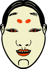 The Japanese mask  Art line image