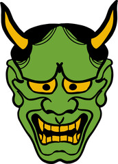 The Japanese mask  Art line image