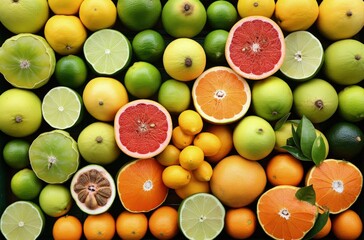Citrus and tropical fruits. Generative AI