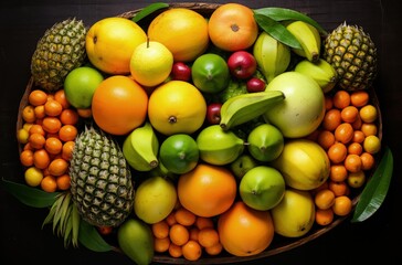 Citrus and tropical fruits. Generative AI