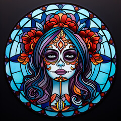 day of the dead lady  stainless circle 